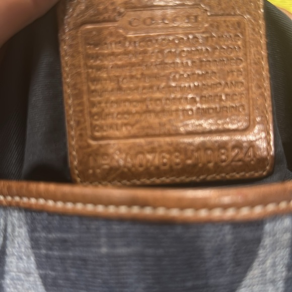 Coach Signature Ali Denim Handbag Purse Heavy Brass Fittings Tobacco Leather - Picture 11 of 15